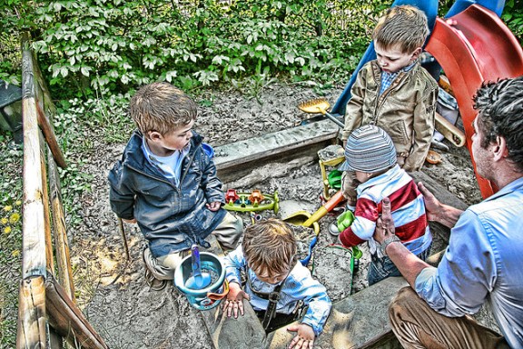 Children Playing in Sandbox