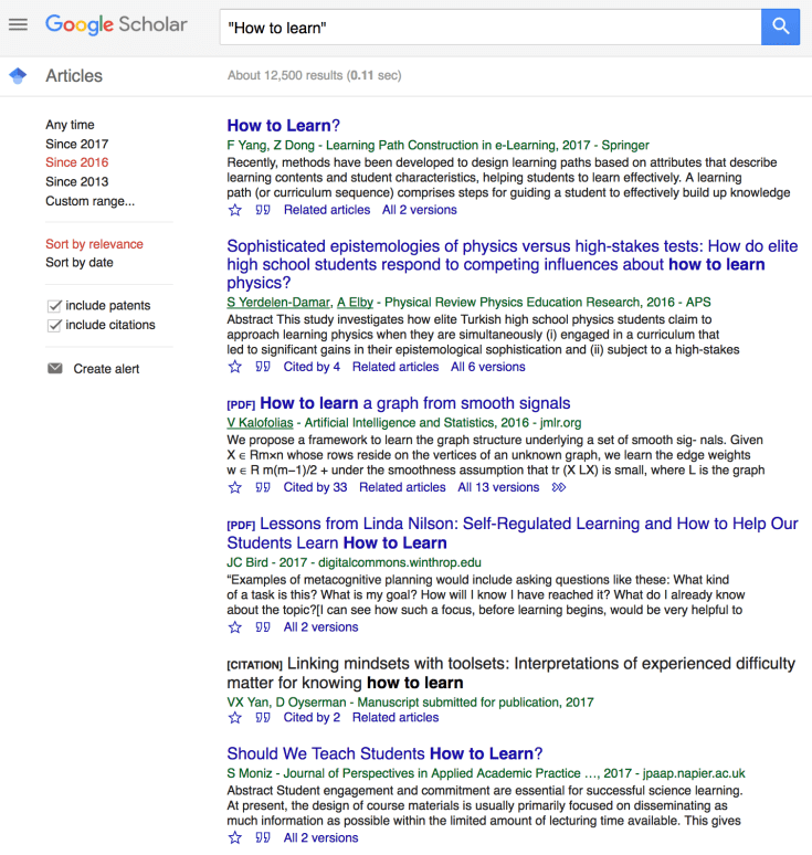 scholar 2016 how to learn